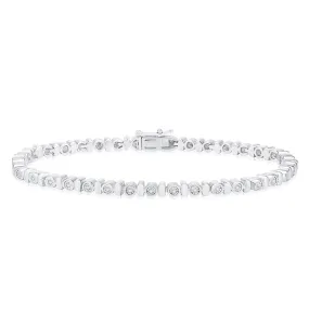 Sterling Silver 1/4 Carat 18.5cm Diamond Bracelet