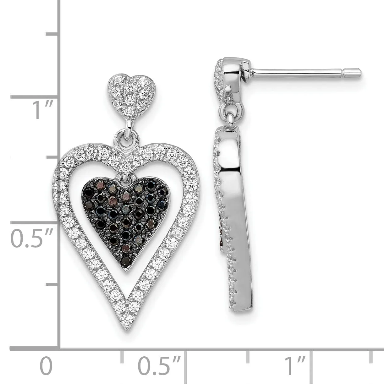 Sterling Silver Cubic Zirconia Heart Earrings