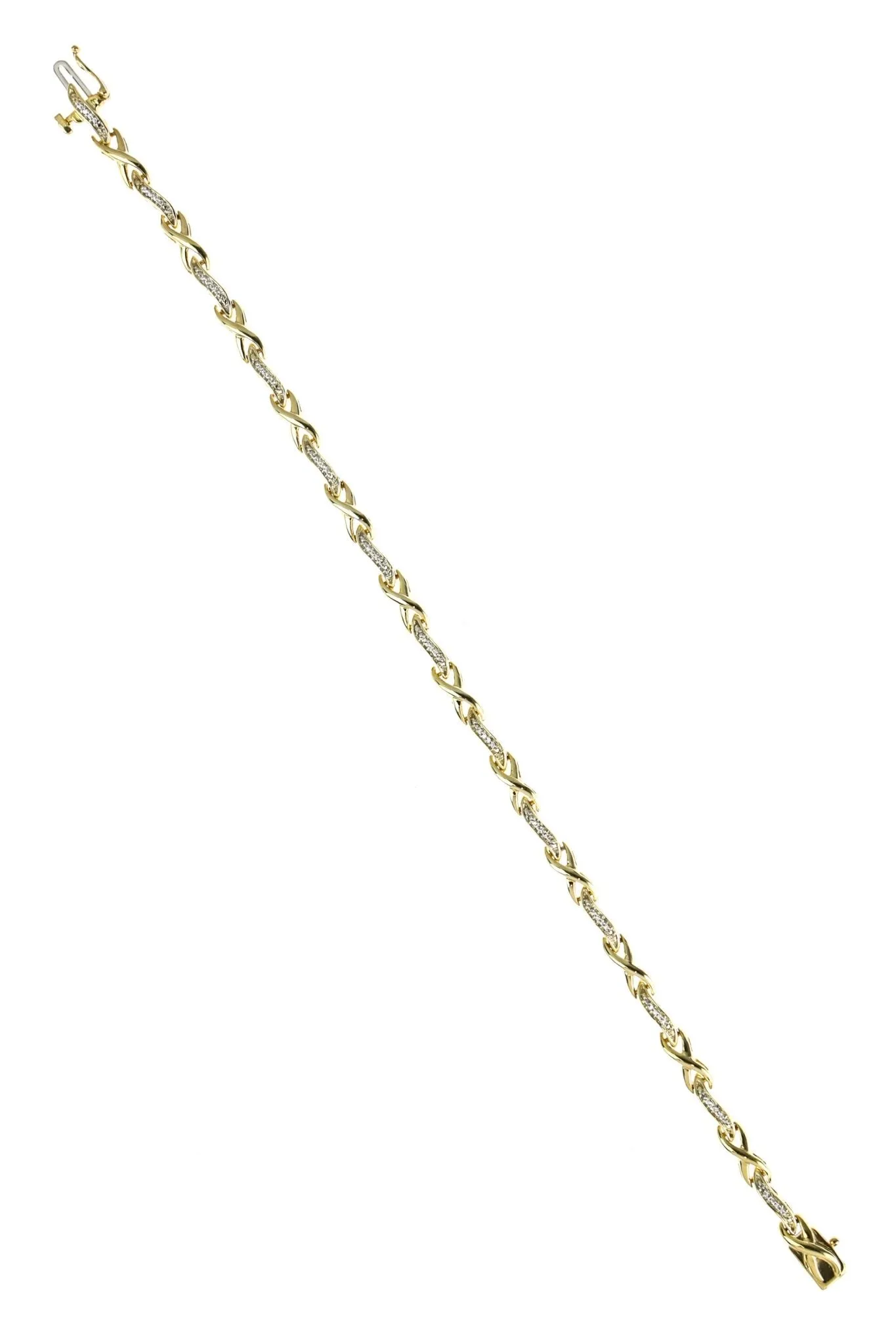 Sterling Silver Gold Plated Diamond Infinity Link Bracelet