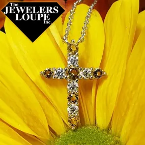 Sterling Silver November Birthstone Cross Necklace (95269)