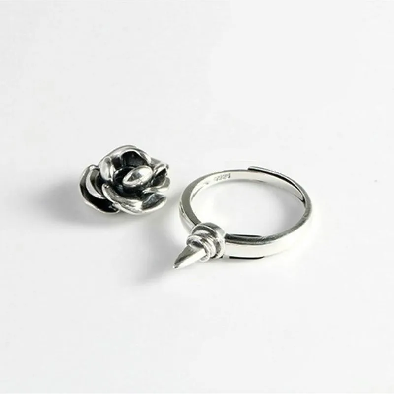 Sterling Silver ' THORN BETWEEN A ROSE ' Women's Self Defense Ring