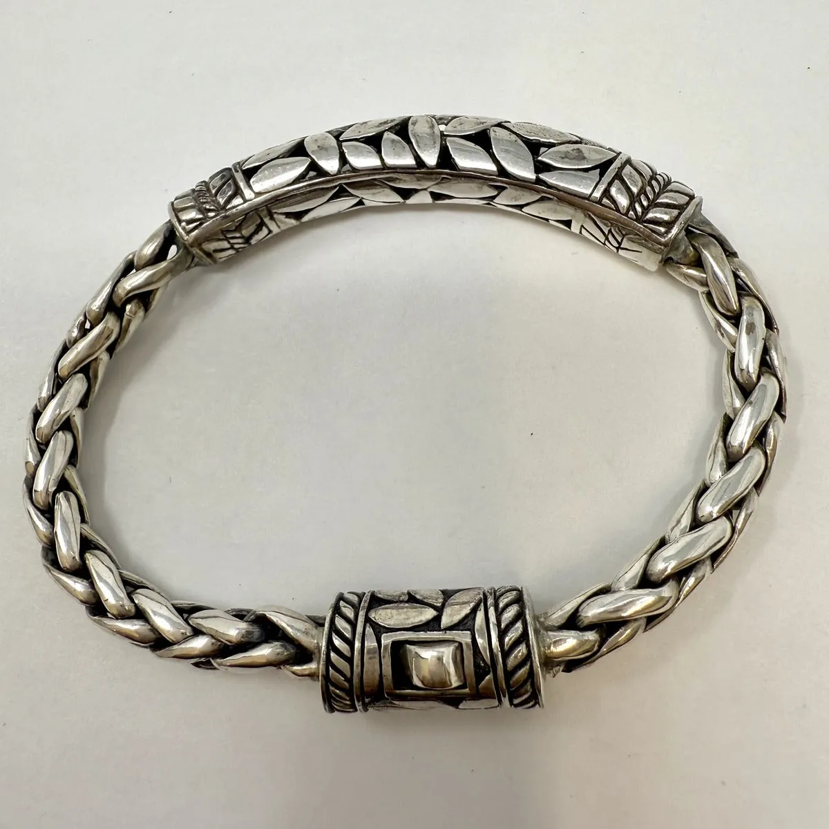 Sterling Silver Wheat  Bracelet with 18K Gold Accent