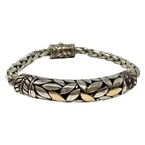 Sterling Silver Wheat  Bracelet with 18K Gold Accent