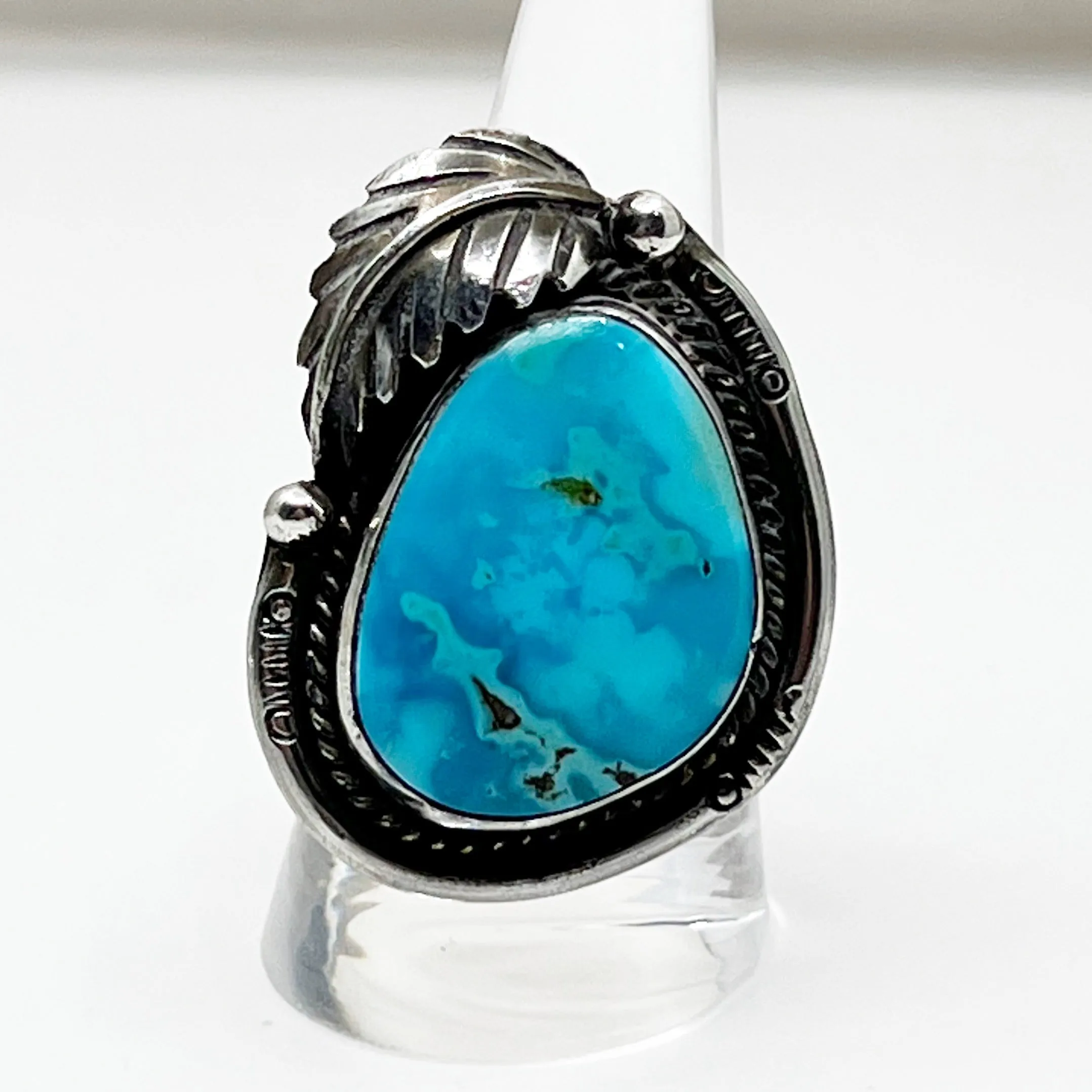 Steven Apachito Navajo sterling silver turquoise ring GM129