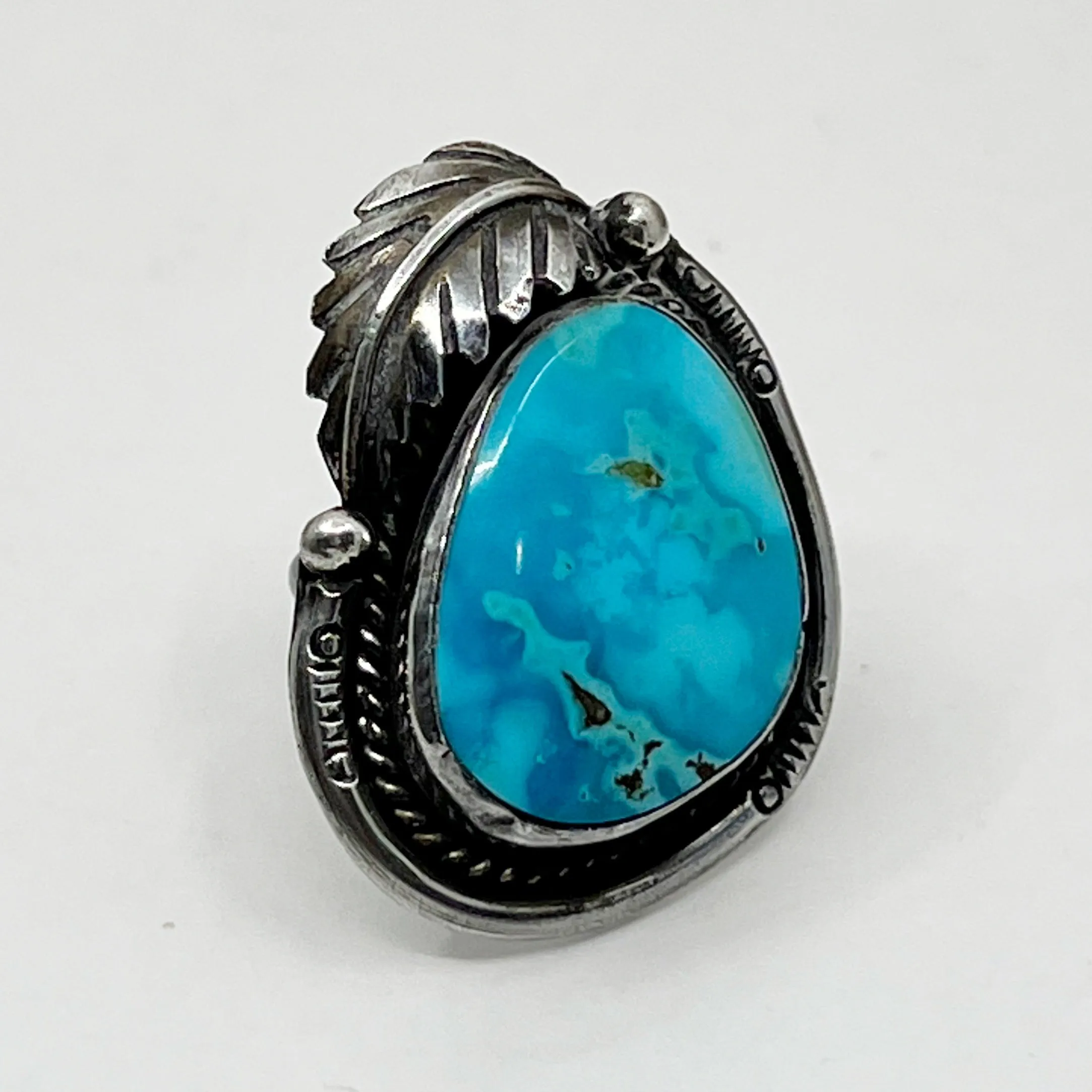 Steven Apachito Navajo sterling silver turquoise ring GM129