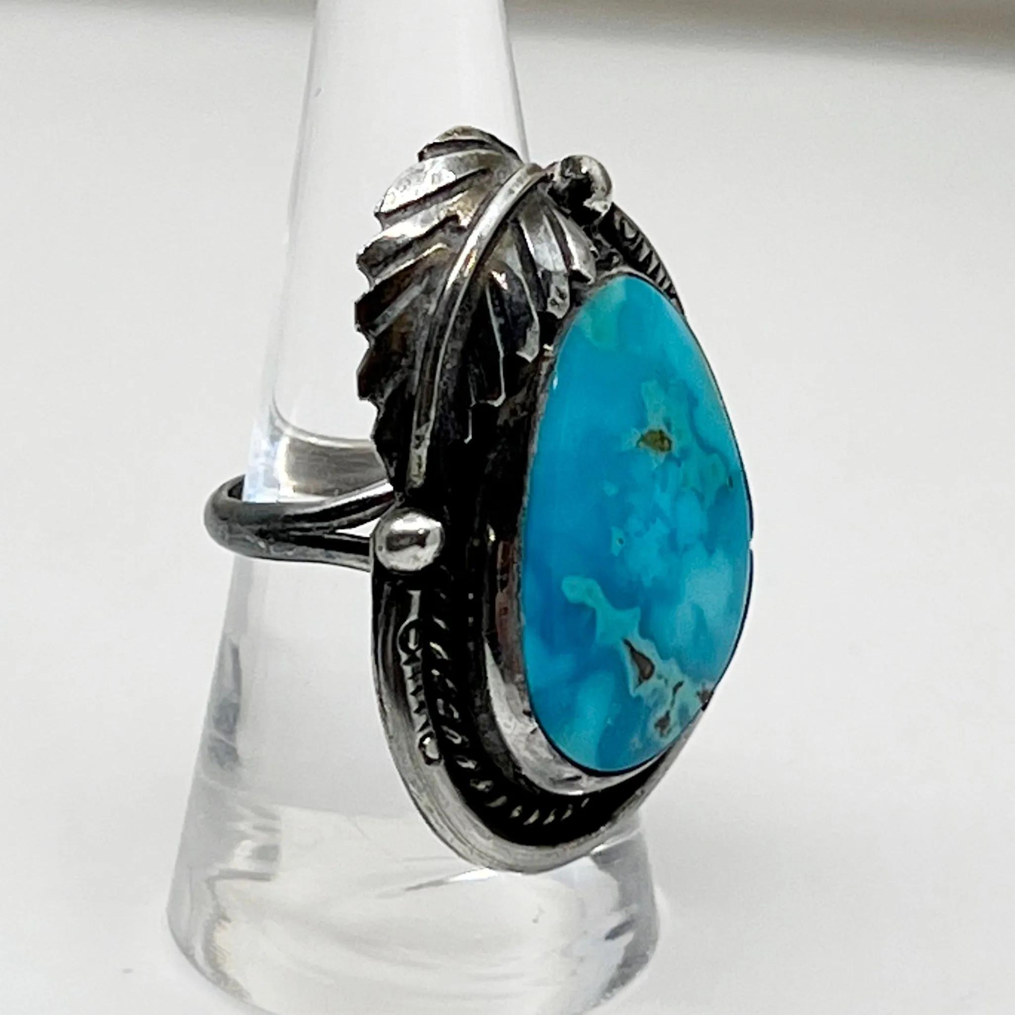 Steven Apachito Navajo sterling silver turquoise ring GM129