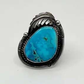 Steven Apachito Navajo sterling silver turquoise ring GM129