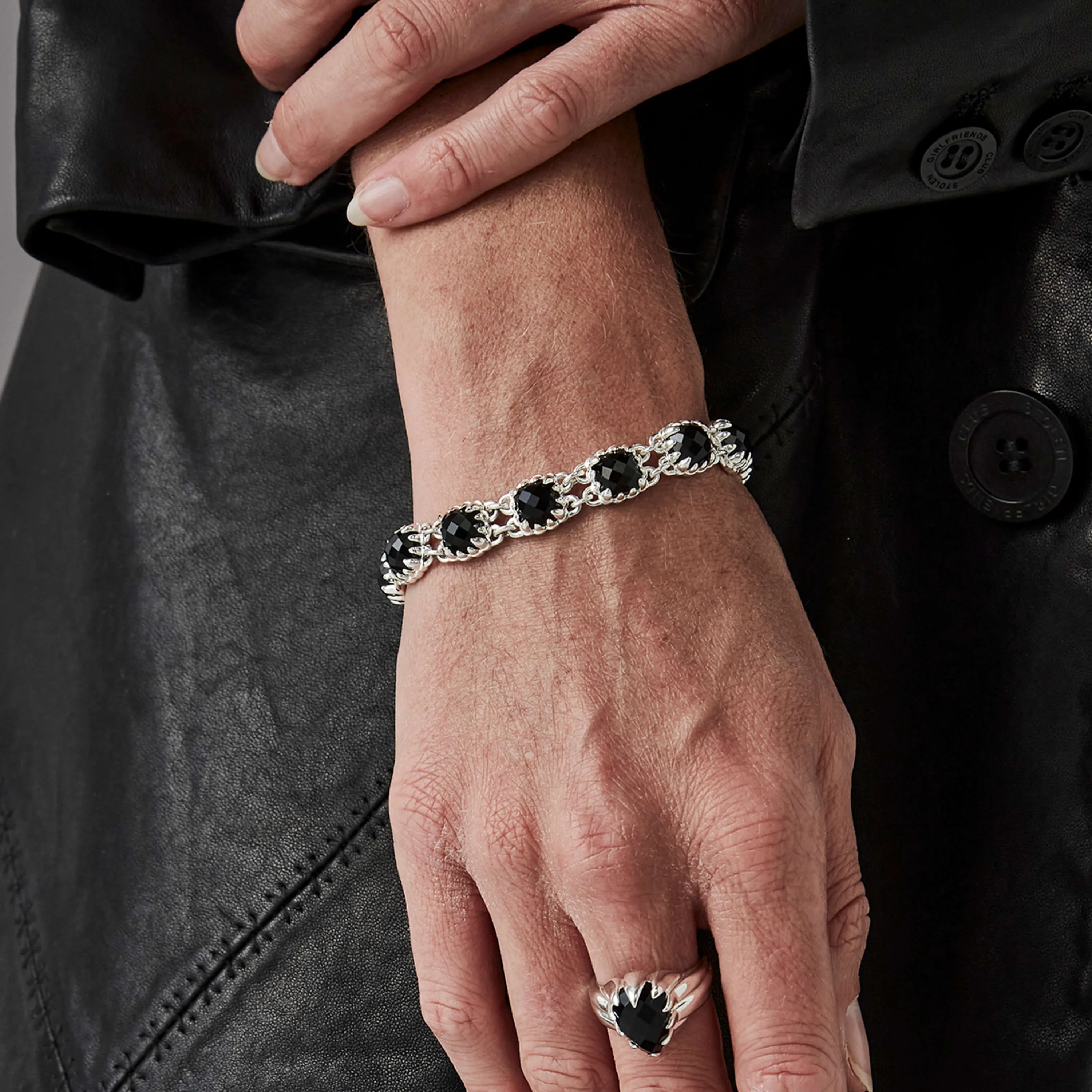 Stolen Girlfriends Club Love Claw Eternity Bracelet - Sterling Silver & Onyx