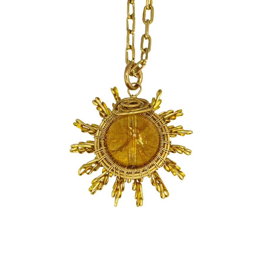 Sun-ray Pendant Necklace in Gold and Citrine.