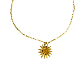 Sun-ray Pendant Necklace in Gold and Citrine.