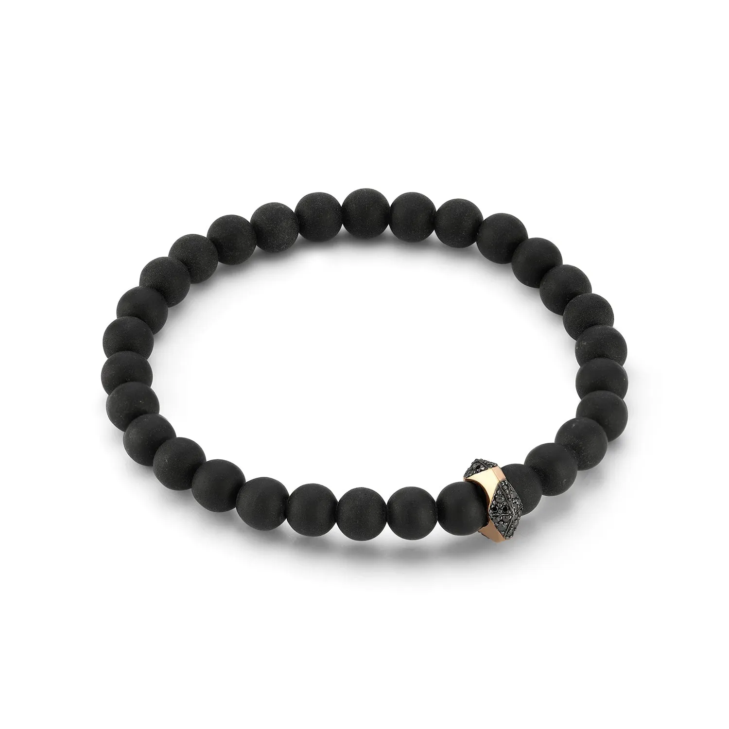 SYDNEY 18K ROSE GOLD, BLACK DIAMOND AND ONYX ORIGAMI BEADED BRACELET