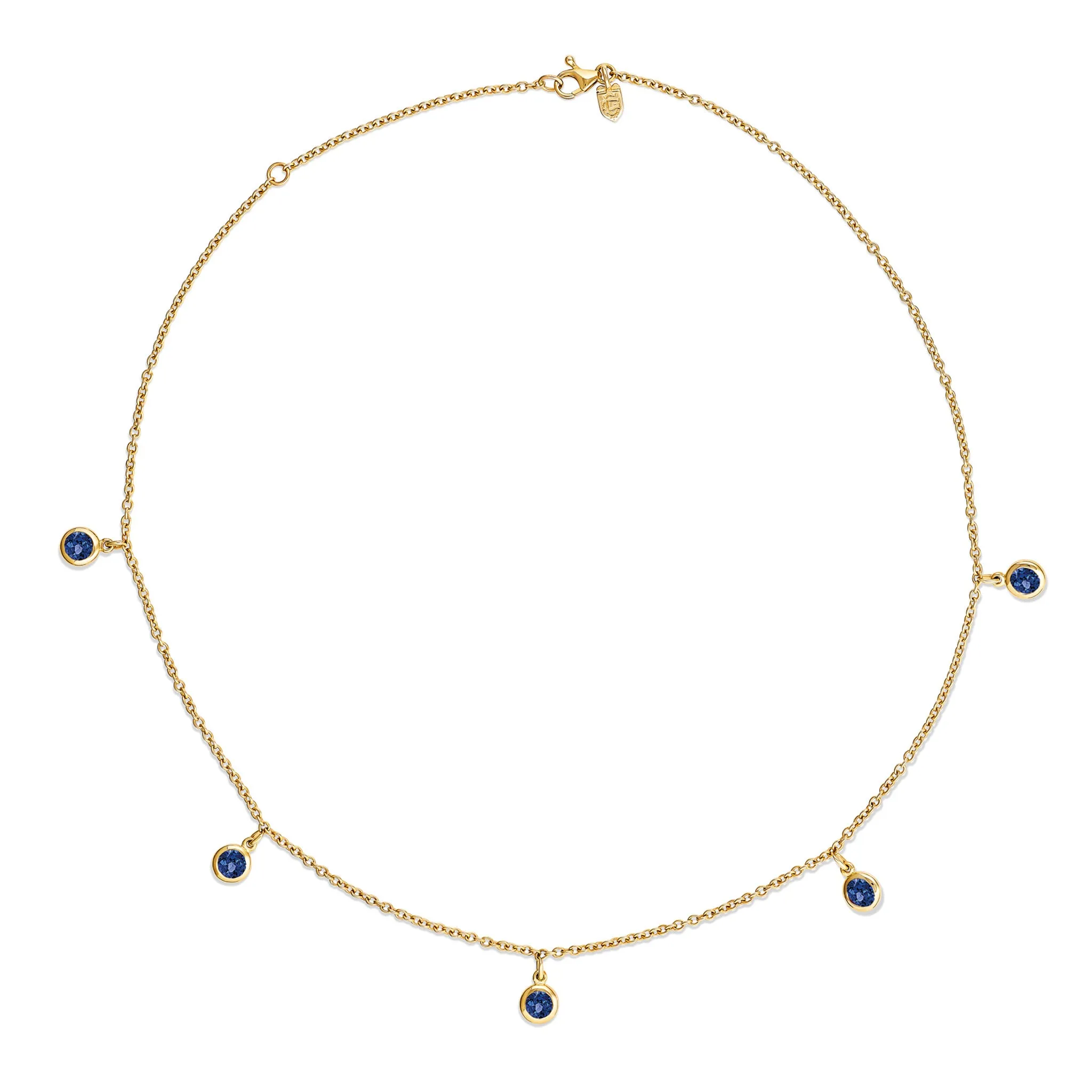 Talya Five Stone Necklace Yellow Gold - Blue Sapphire