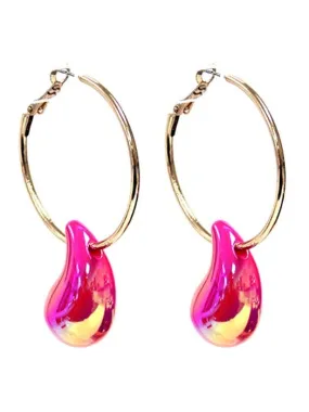 TE10491 Hoop Teardrop Dangle Earrings