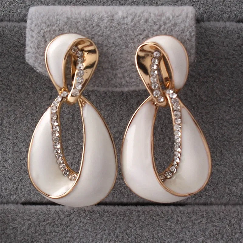 TEEK - Clip On  Rhinestone Dangle Earrings