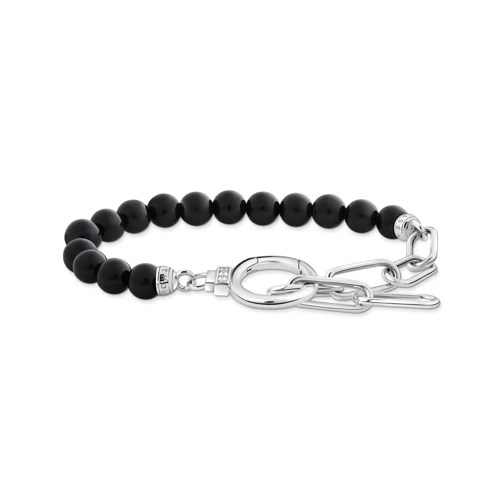 Thomas Sabo Sterling Silver Cosmic Black Agate Bead 16-19cm Bracelet