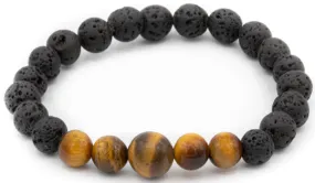 Tigers Eye and Black Lava Natural Gemstone Bracelet