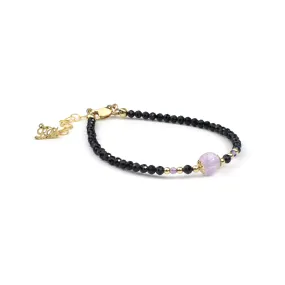 Tiny Black Onyx & Amethyst Bracelet