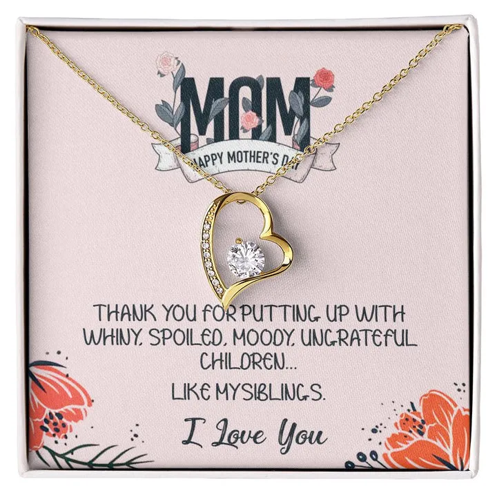 To my Mom Floral Forever Love Necklace, Happy Mother Day, Gift for Mom, Mom Jewelry