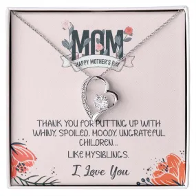 To my Mom Floral Forever Love Necklace, Happy Mother Day, Gift for Mom, Mom Jewelry