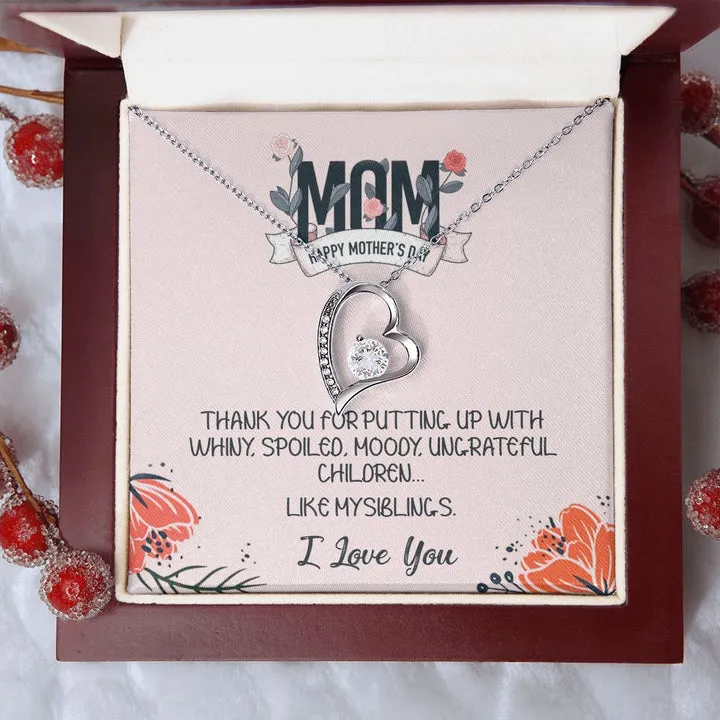 To my Mom Floral Forever Love Necklace, Happy Mother Day, Gift for Mom, Mom Jewelry