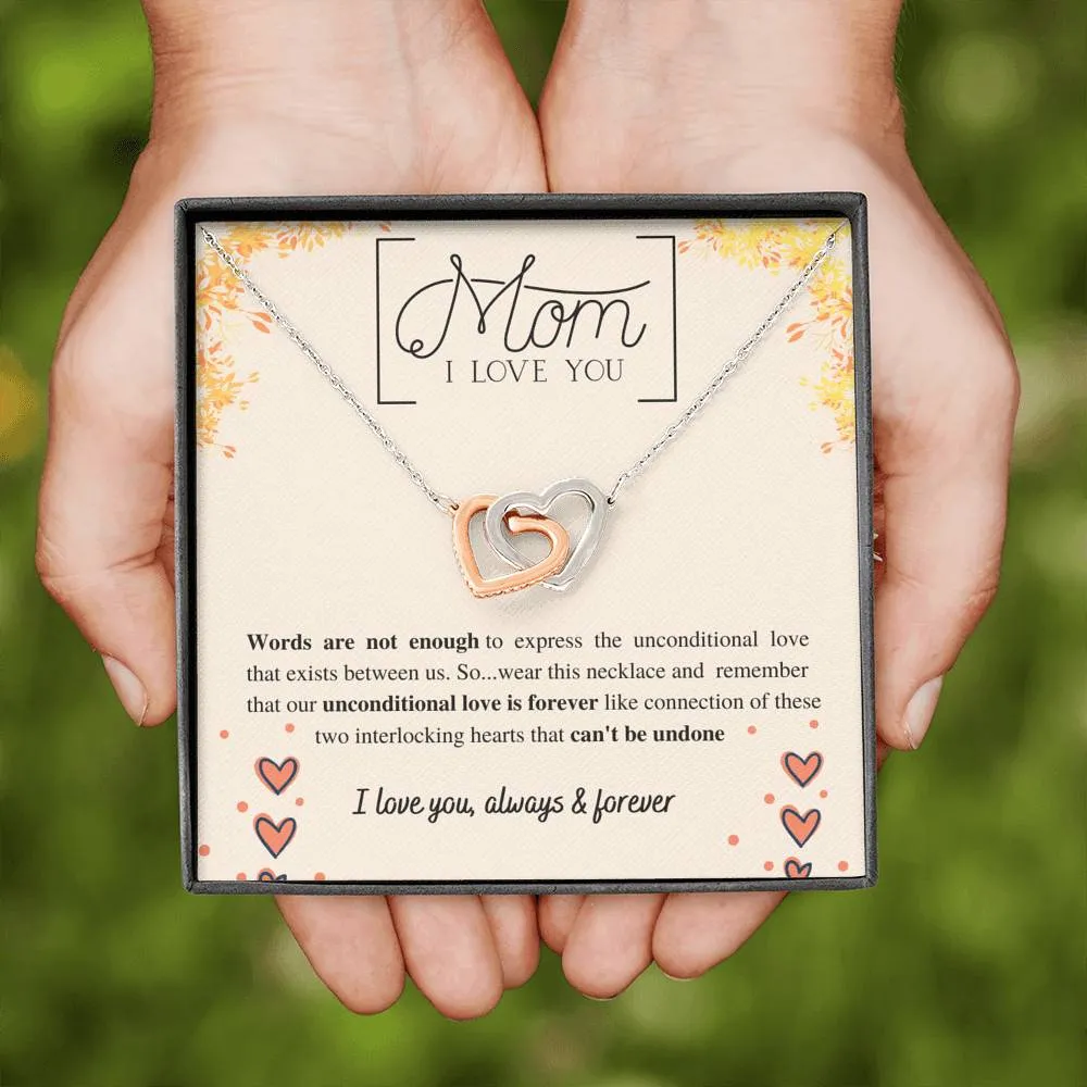 To my Mom Necklace, Unconditional Love Is Forever Interlocking Hearts Necklace, Mommy Gift, Mother's Day Gift Jewelry