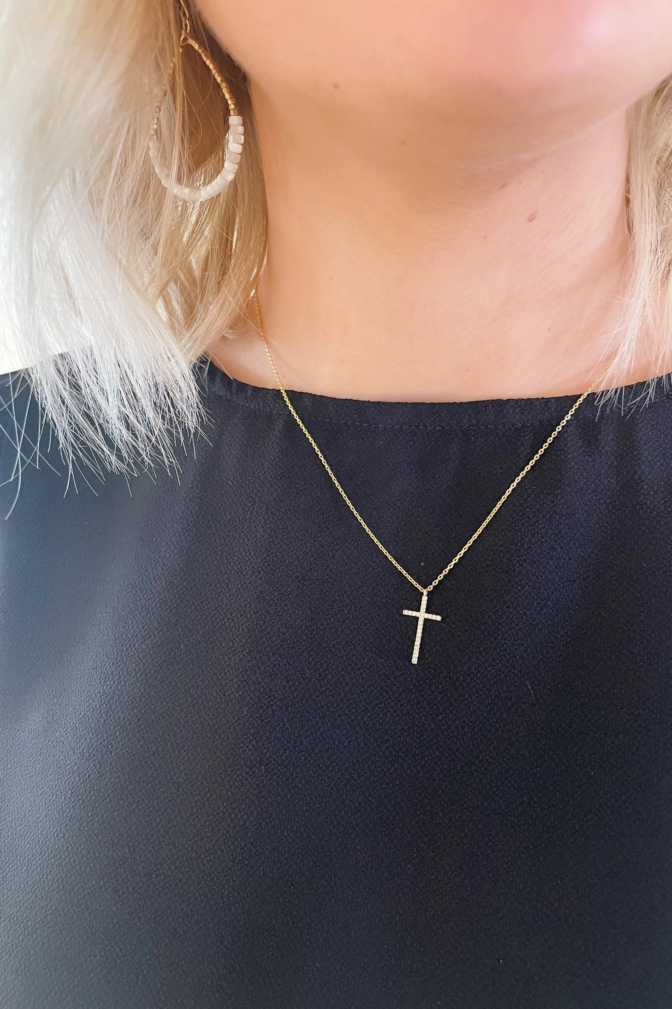 Traditional CZ Cross Necklace