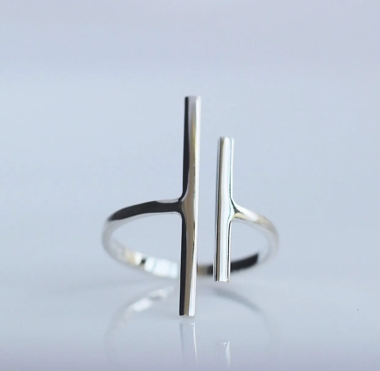 Trendy Bar Ring, .925 Sterling Silver Adjustable Hypoallergenic, Nickel Free, Waterproof Ring