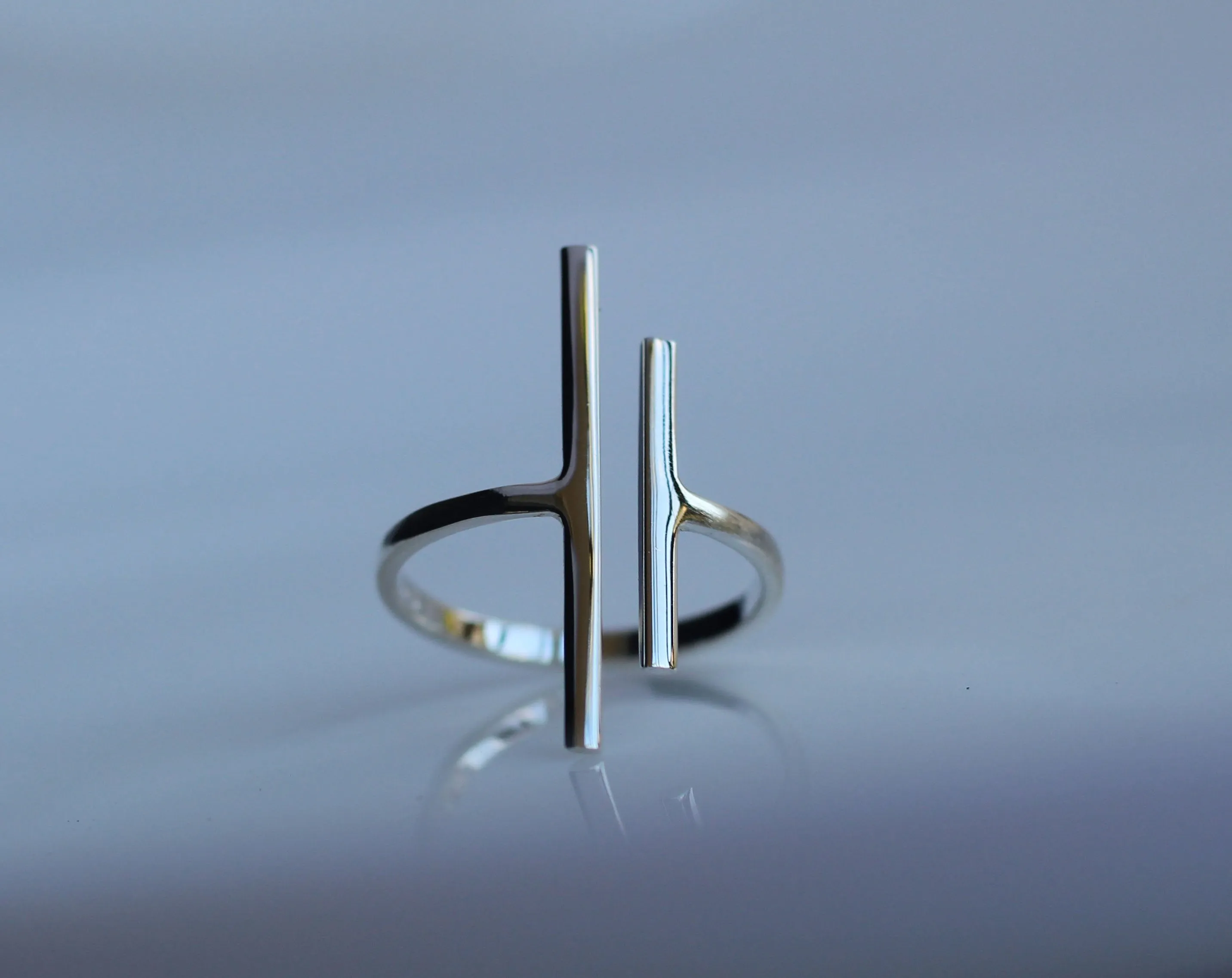 Trendy Bar Ring, .925 Sterling Silver Adjustable Hypoallergenic, Nickel Free, Waterproof Ring