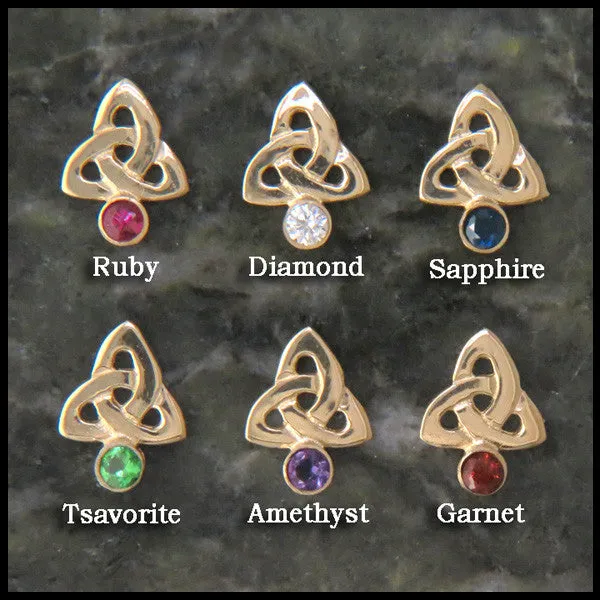 Triquetra Earrings with Gemstones in Gold