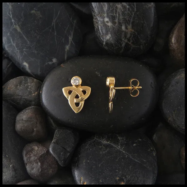 Triquetra Earrings with Gemstones in Gold