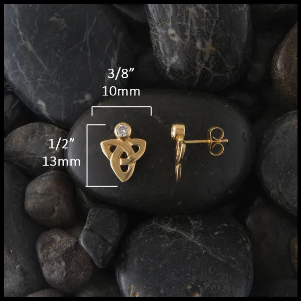 Triquetra Earrings with Gemstones in Gold