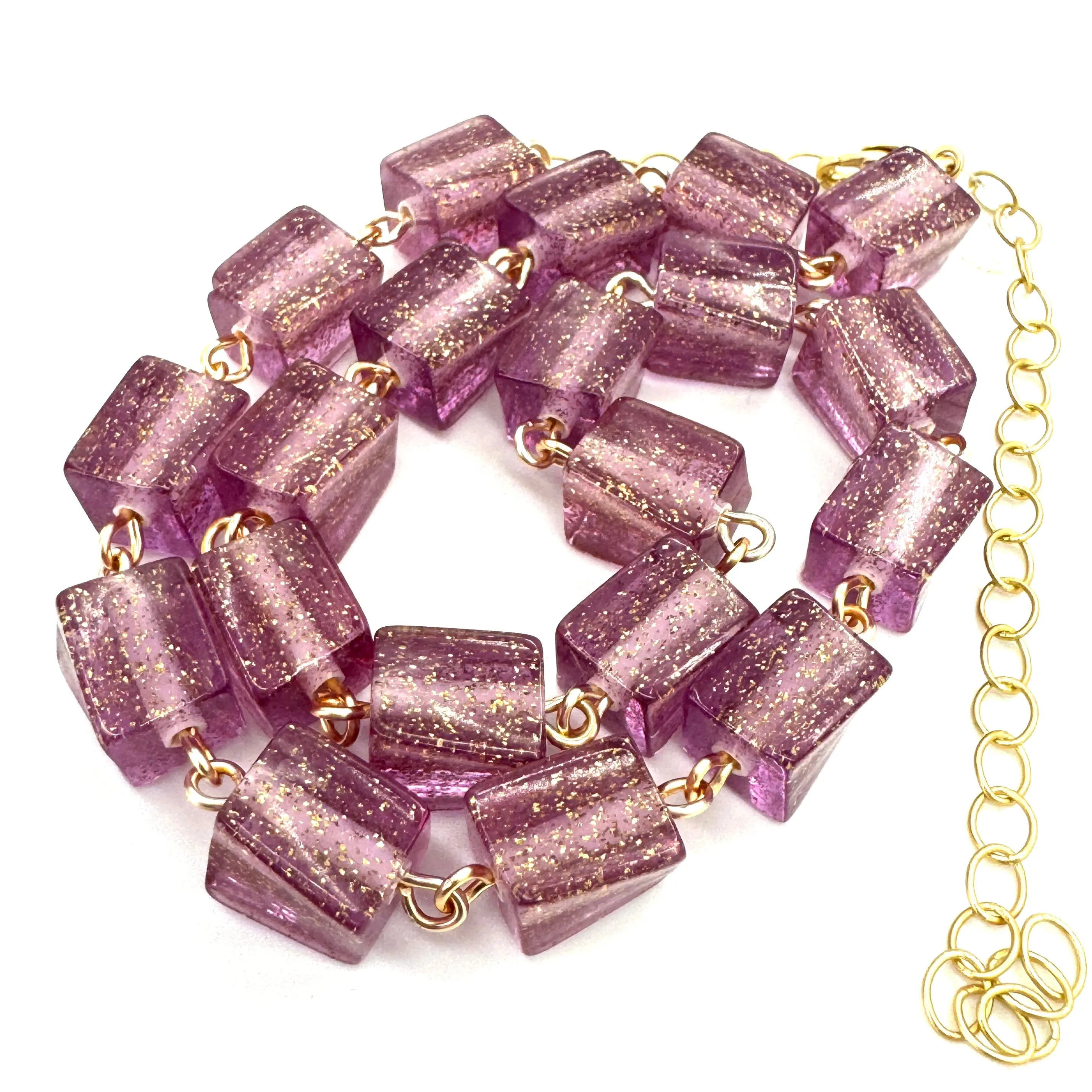 Twisted Glitter Cube Amelia Necklace