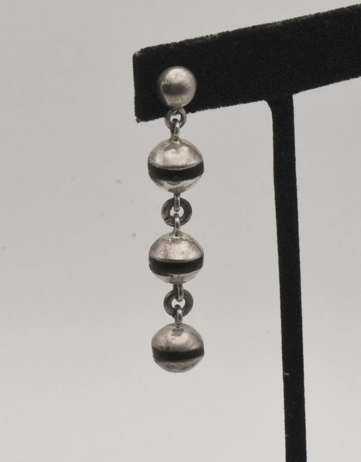 UNMATCHED Handmade Vintage Sterling Silver Triple Ball Drop Dangle Earring