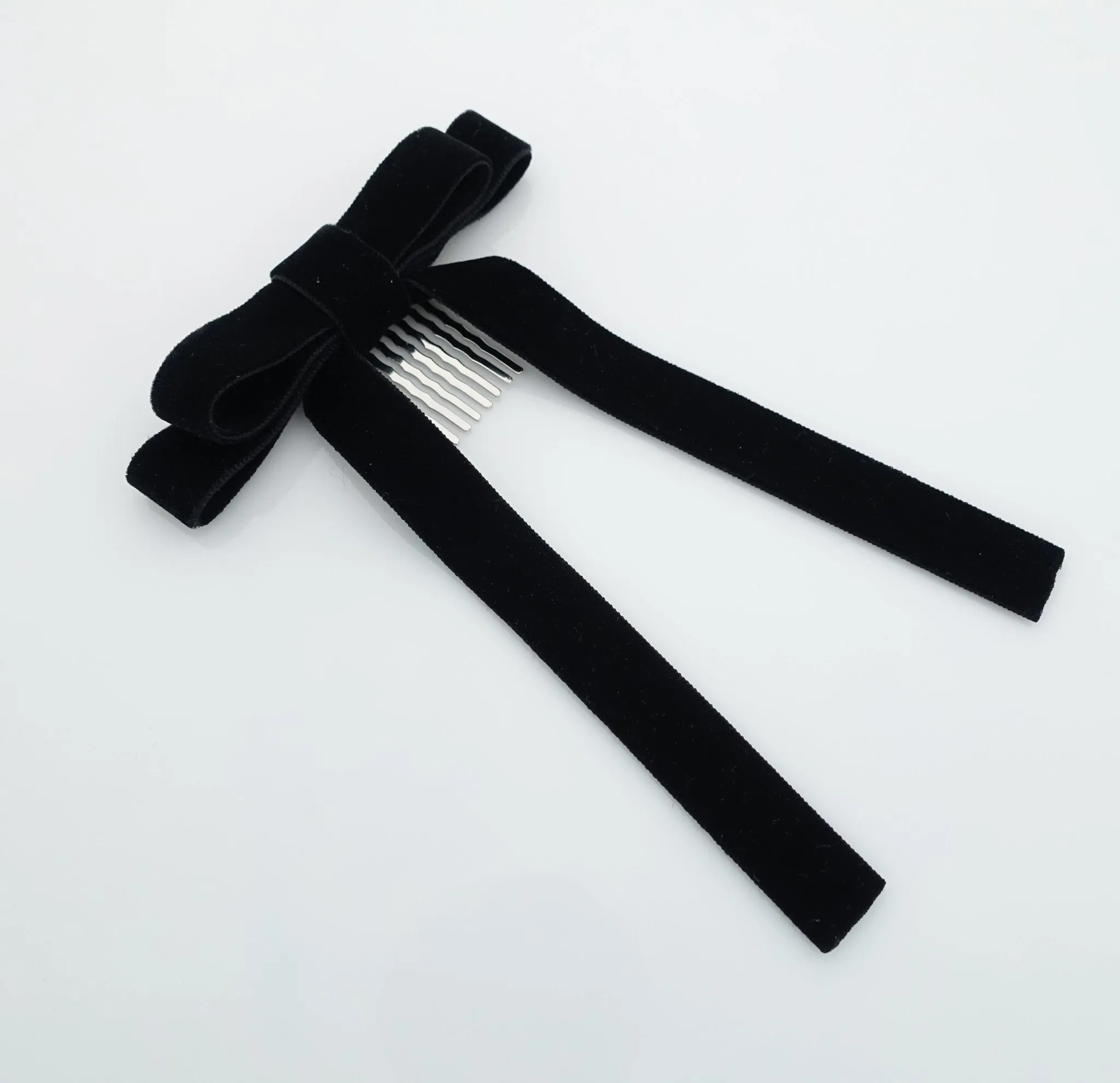 Velvet bow french barrette comb hair elastic stylish black velvet hair accessory for women