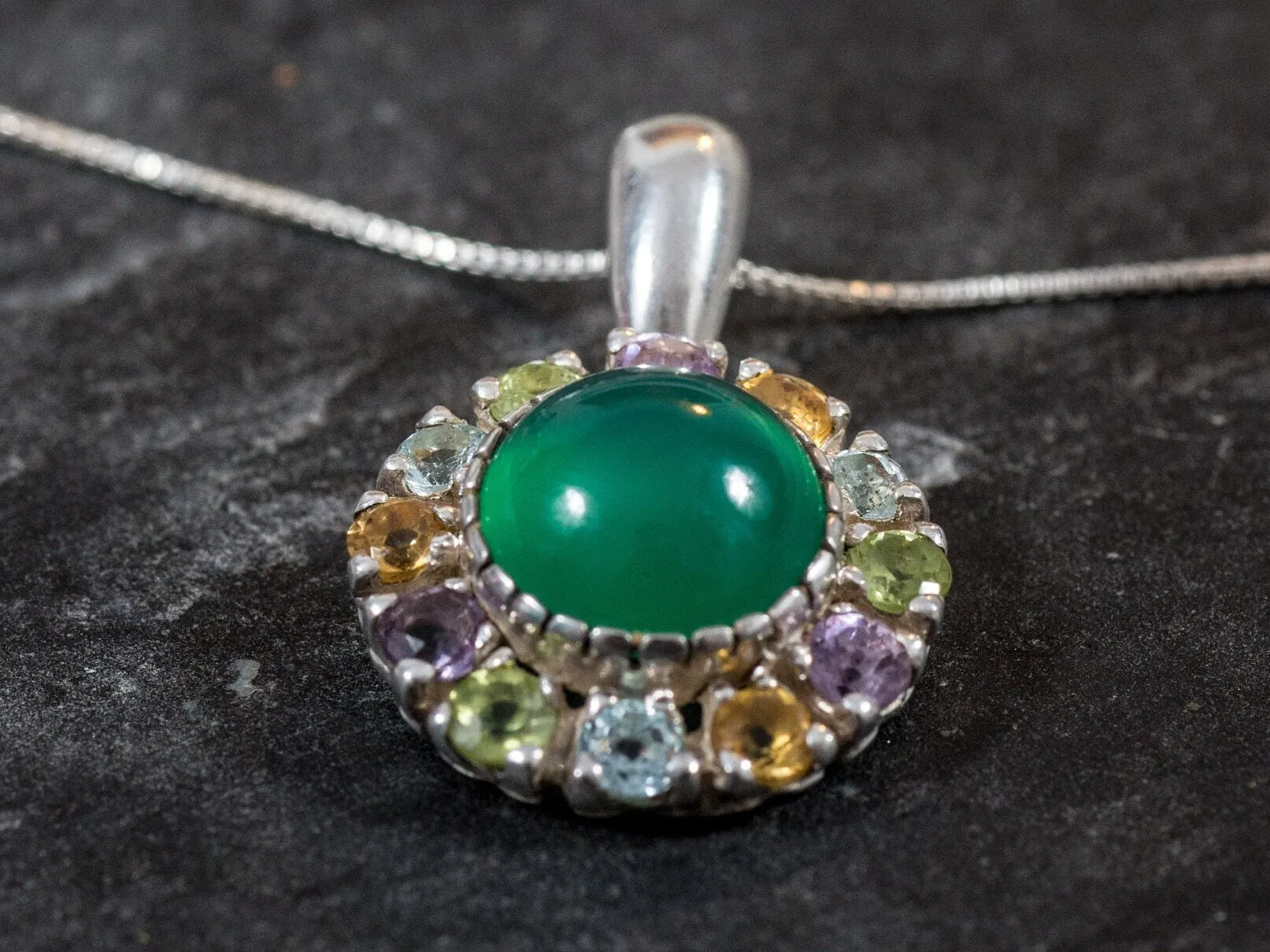 Victorian Emerald Pendant - Real Topaz Pendant - Mothers Birthstone Necklace