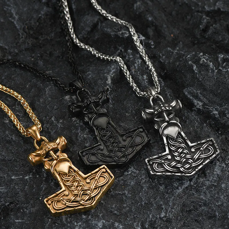 Viking Thor Hammer Necklace Odin Pendant For Men