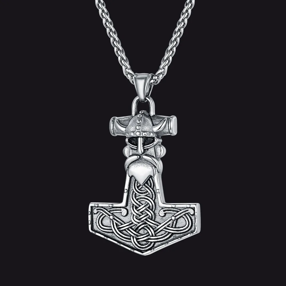 Viking Thor Hammer Necklace Odin Pendant For Men