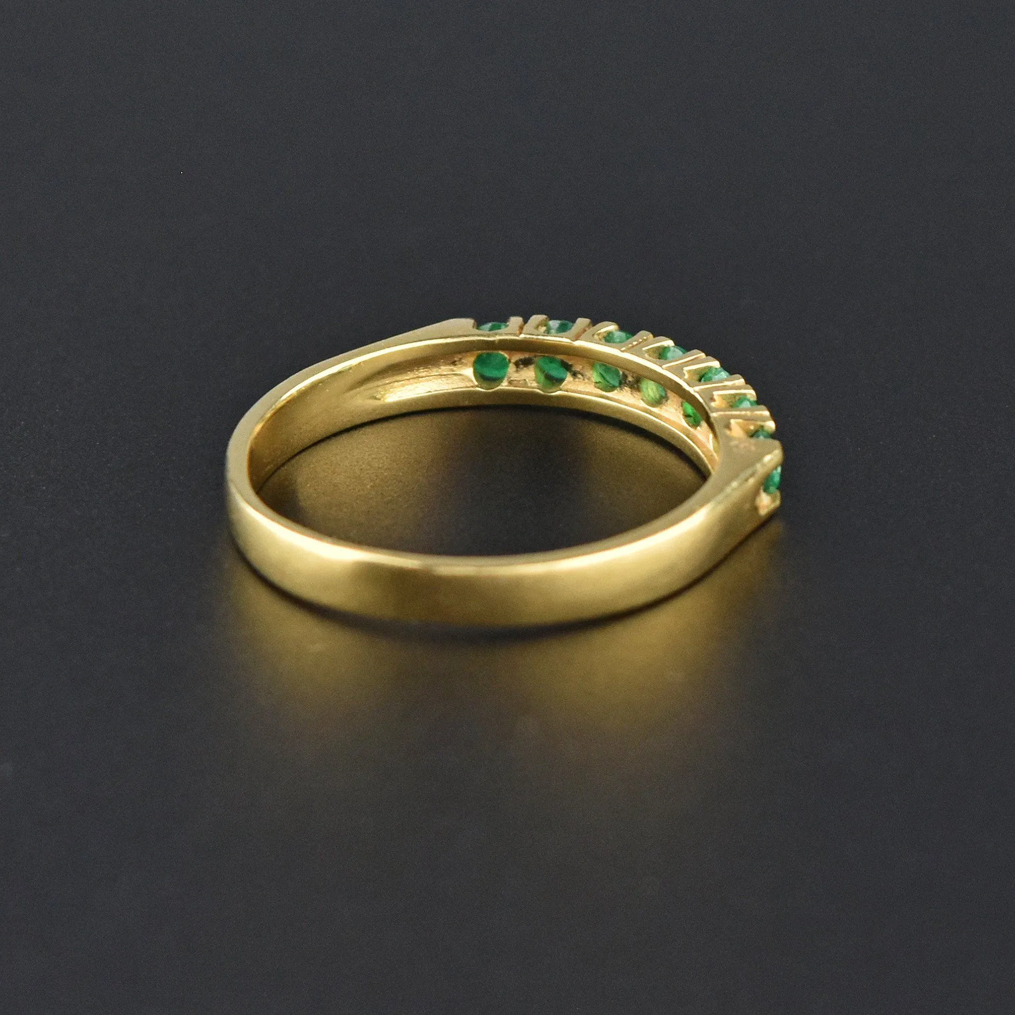 Vintage 18K Gold Emerald Stacking Band Ring, Sz 6.75