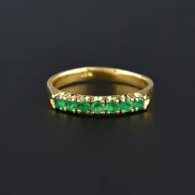 Vintage 18K Gold Emerald Stacking Band Ring, Sz 6.75