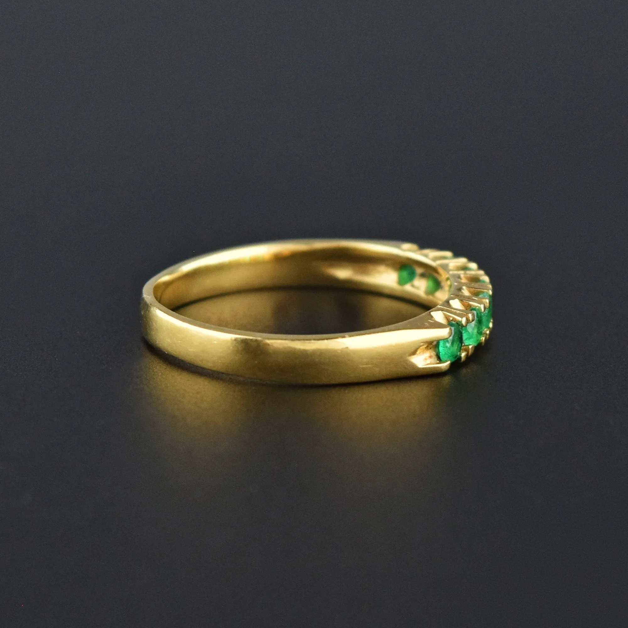 Vintage 18K Gold Emerald Stacking Band Ring, Sz 6.75