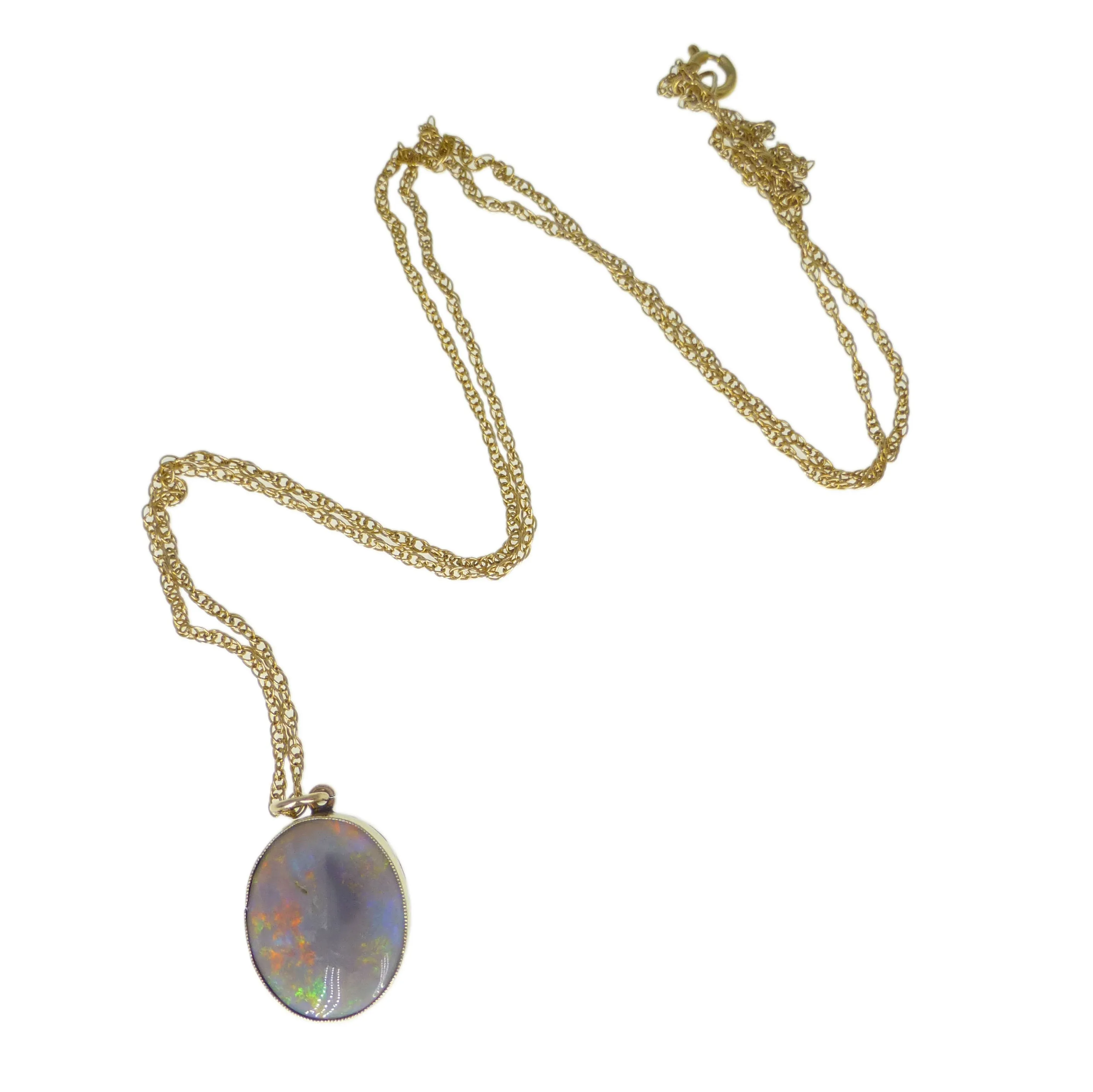 Vintage 9ct Gold Opal Pendant Necklace