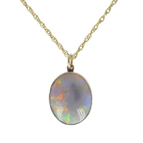 Vintage 9ct Gold Opal Pendant Necklace