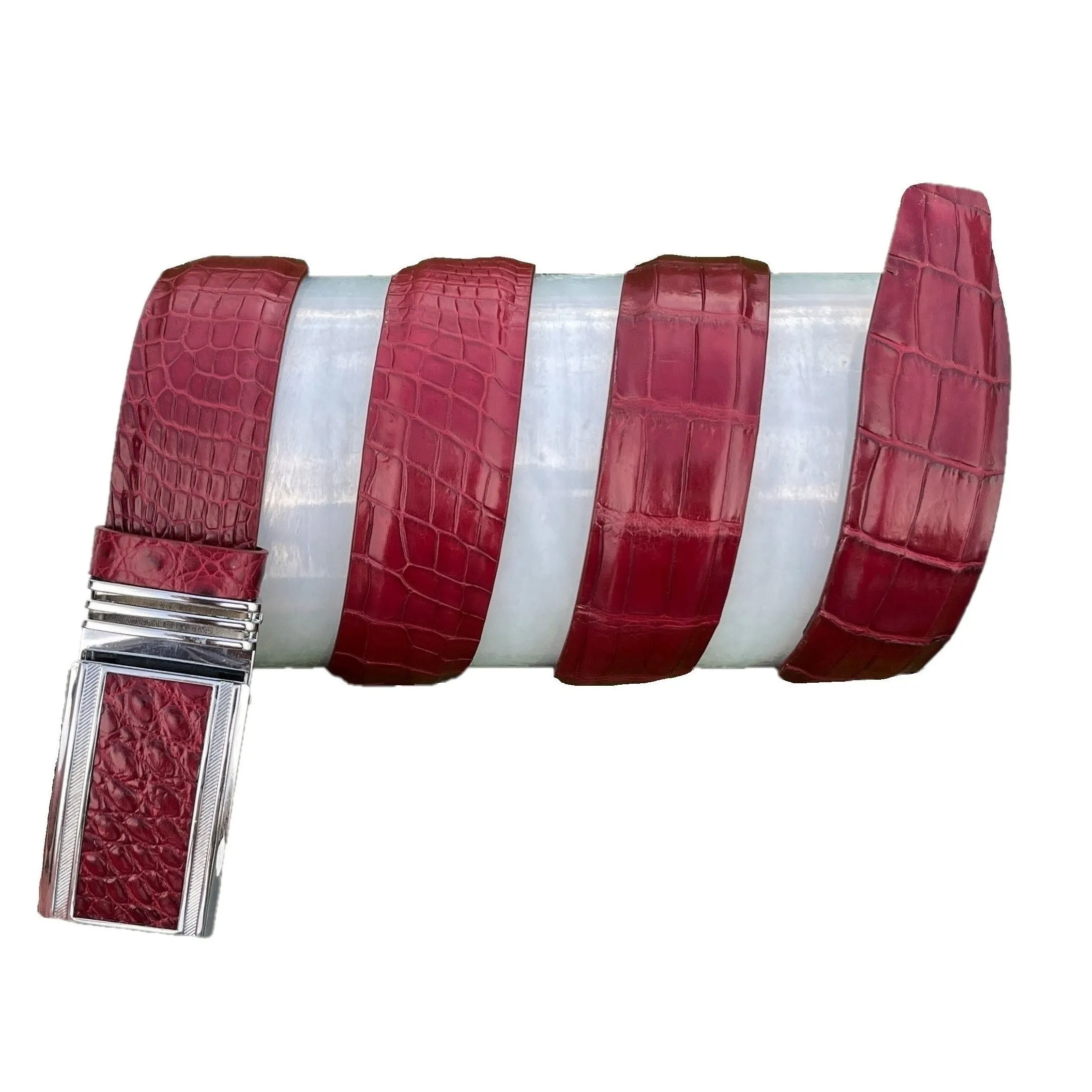 Vintage Burgundy Alligator Belt Men's - Automatic Buckle | BE-RED-70