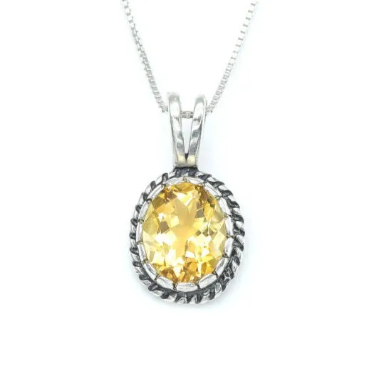 Vintage Citrine Necklace - Natural Citrine Pendant - November Birthstone Necklace