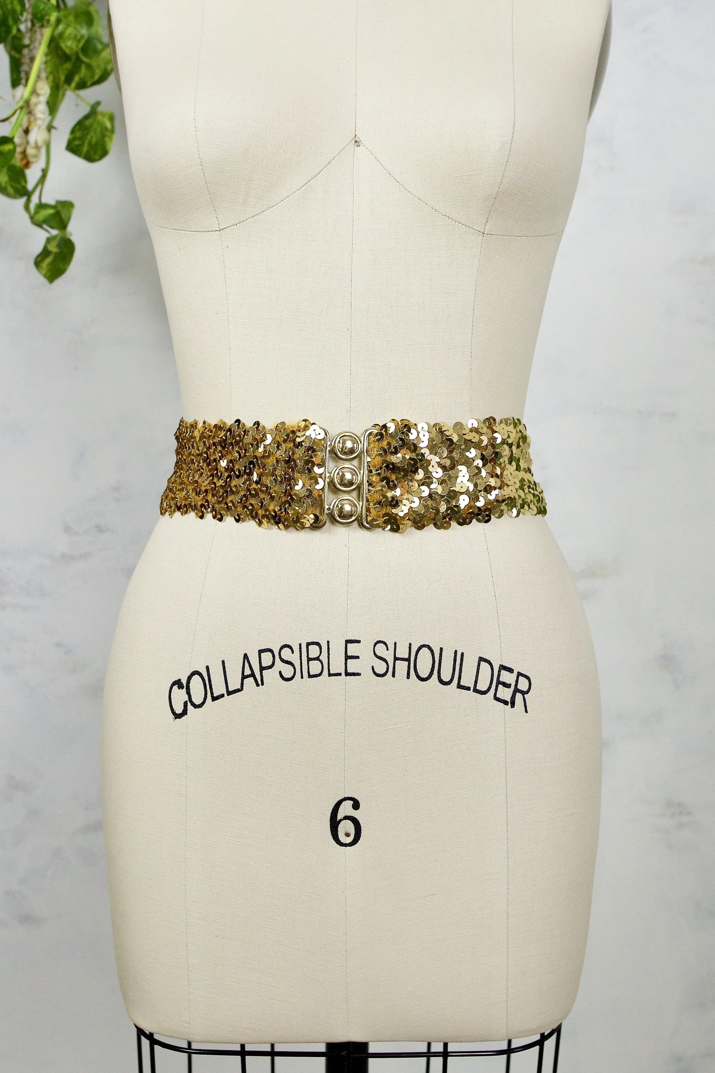 Vintage Gold Sequin Stretch Disco Belt