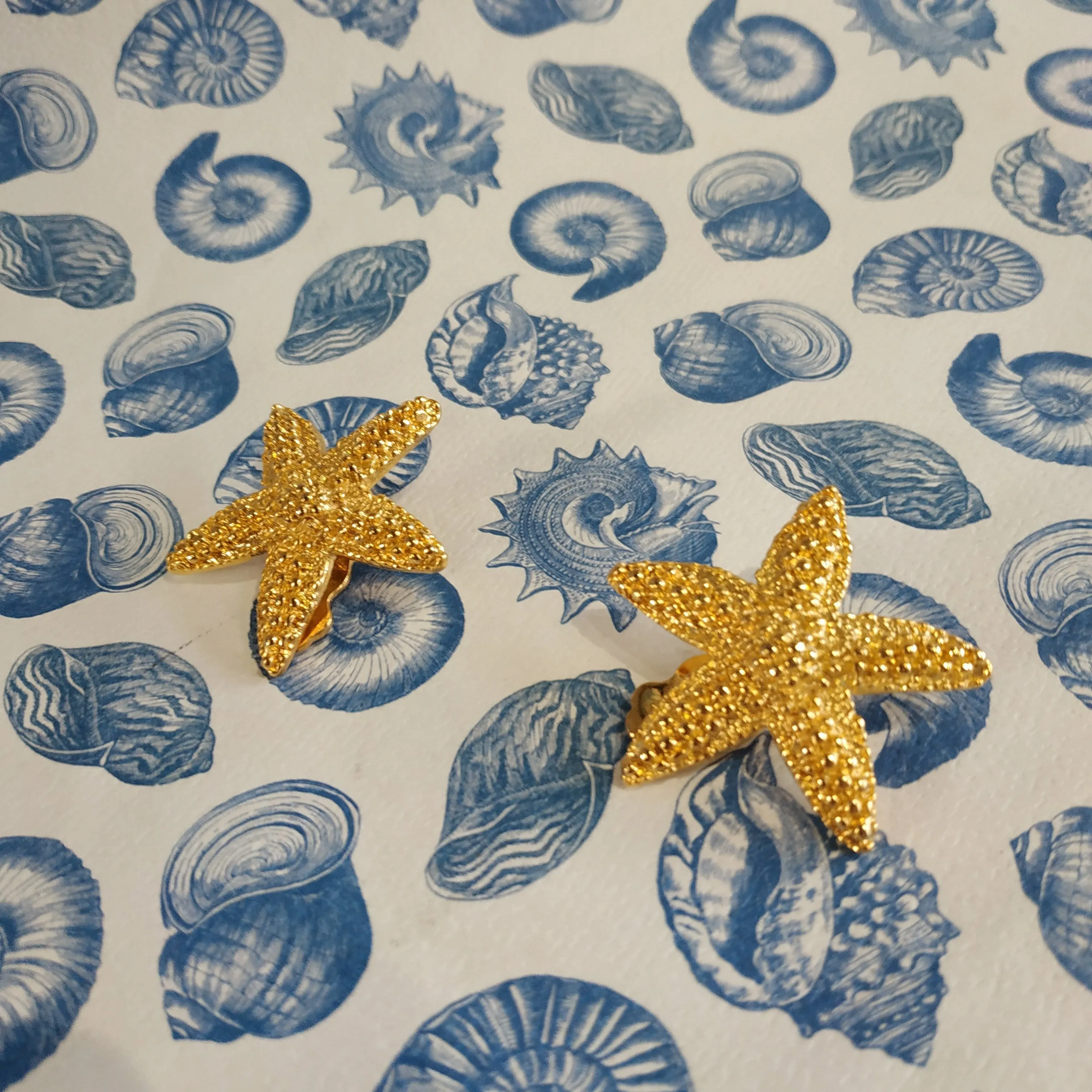 Vintage Gold starfish clip on earrings