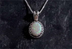 Vintage Opal Necklace - Natural Opal Pendant - October Birthstone Necklace