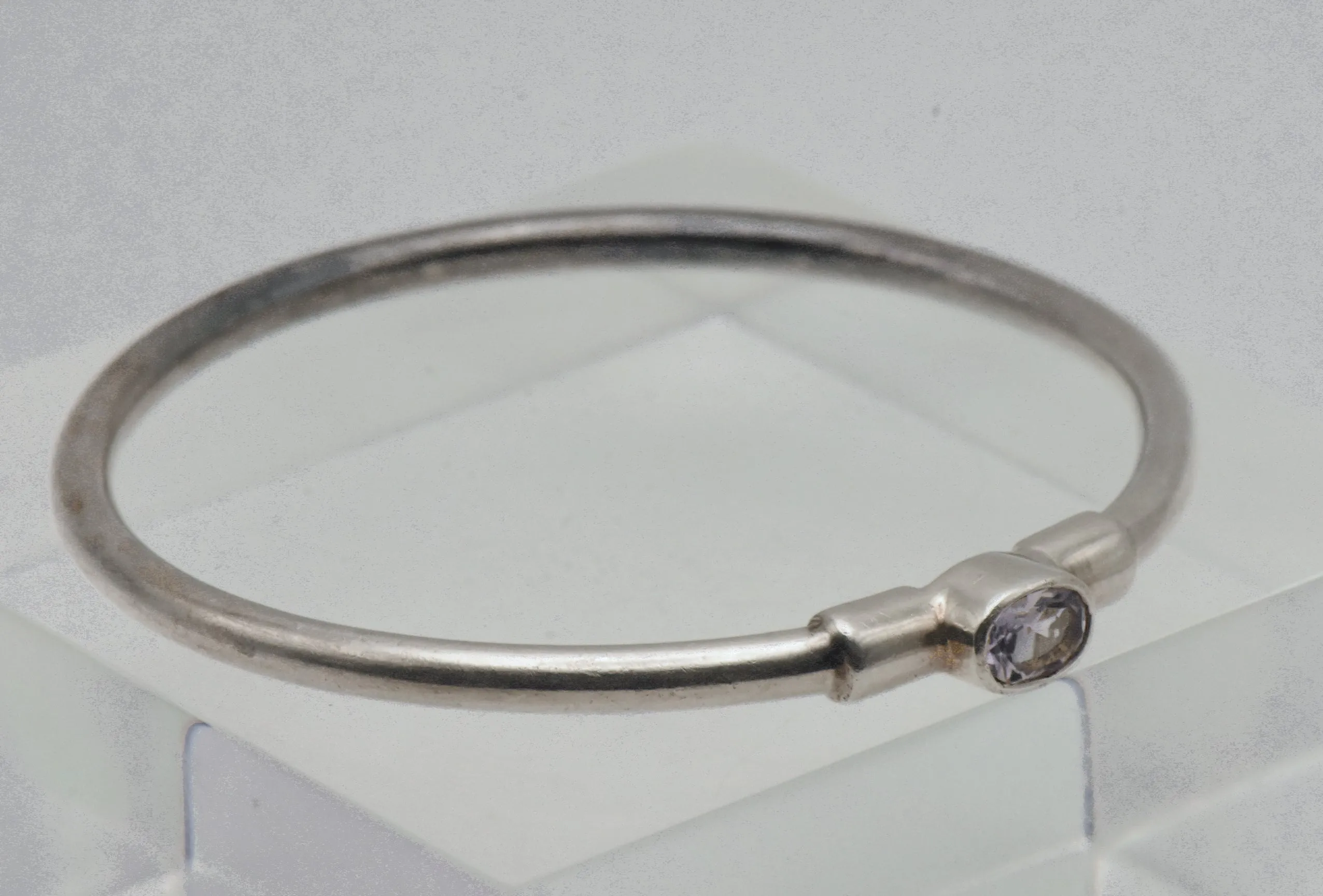 Vintage Sterling Silver Amethyst Bangle Bracelet