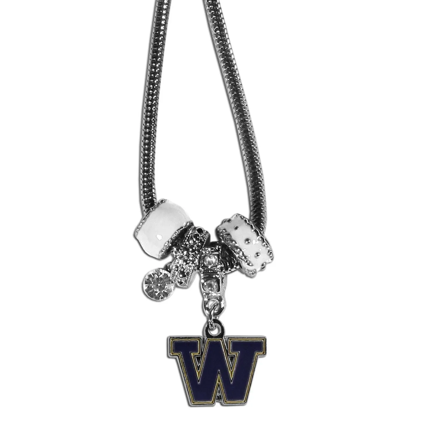 Washington Huskies Euro Bead Necklace