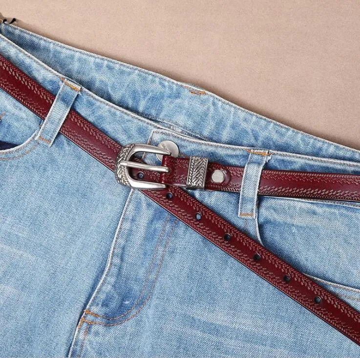 Western Cowgirl Belt Genuine Leather Etched Silver Metal Buckle 4 Sizes Available Metal Tip And Belt Loop Real Cowhide Choose White Black Ox Blood Red Dark Brown Or Camel Great With Jeans Maxi Dresses Kimonos Shorts